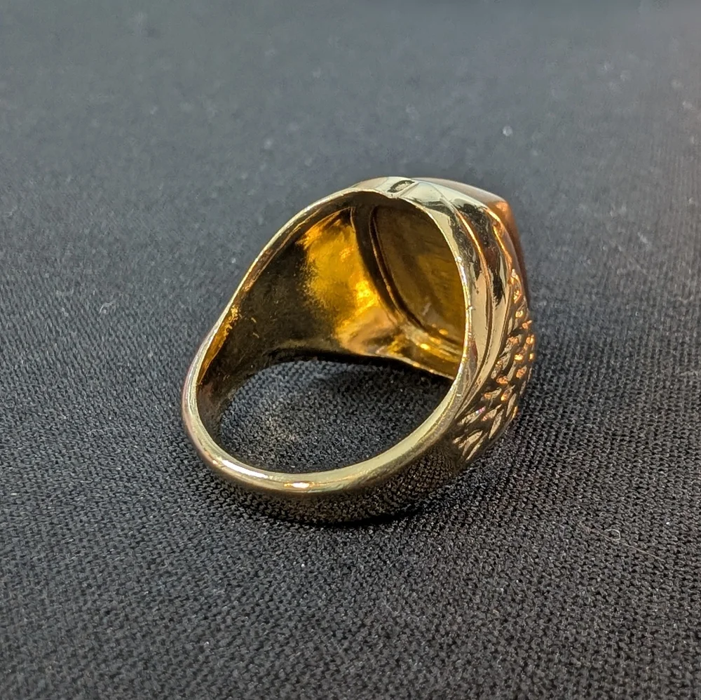 Vintage Tiger's Eye 18K HGE Ring - Chunky Gold Gemstone Estate Jewelry